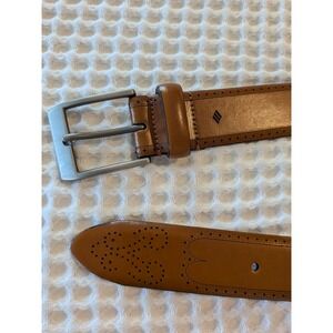 Joseph Abboud Brown Leather Belt 36 Made In Italy Genuine Leather Brogue Dress